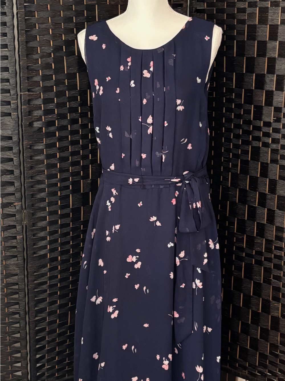 R&K Navy Maxi Dress with Pink and White Floral Print